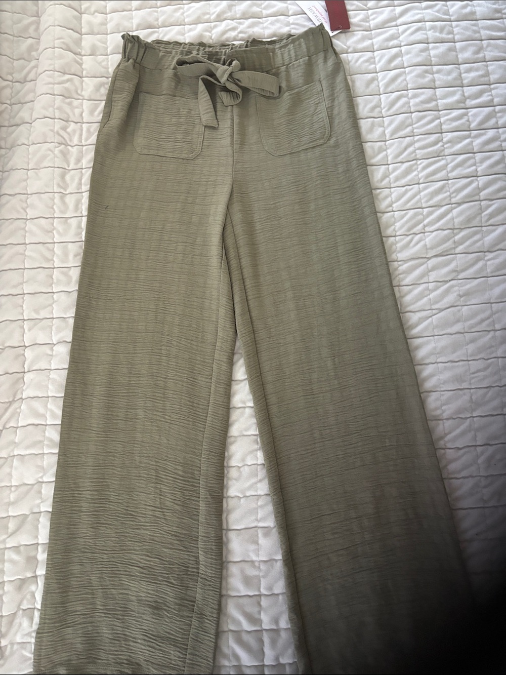 Scarlett Olive Green Wide-Leg Drawstring Pants